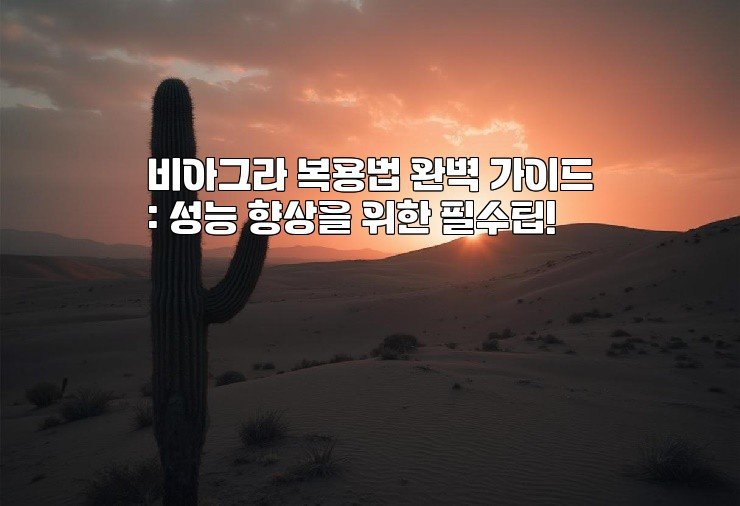 비아그라 복용법 완벽 가이드: 성능 향상을 위한 필수팁!